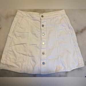 Denim Button-Front White Skirt